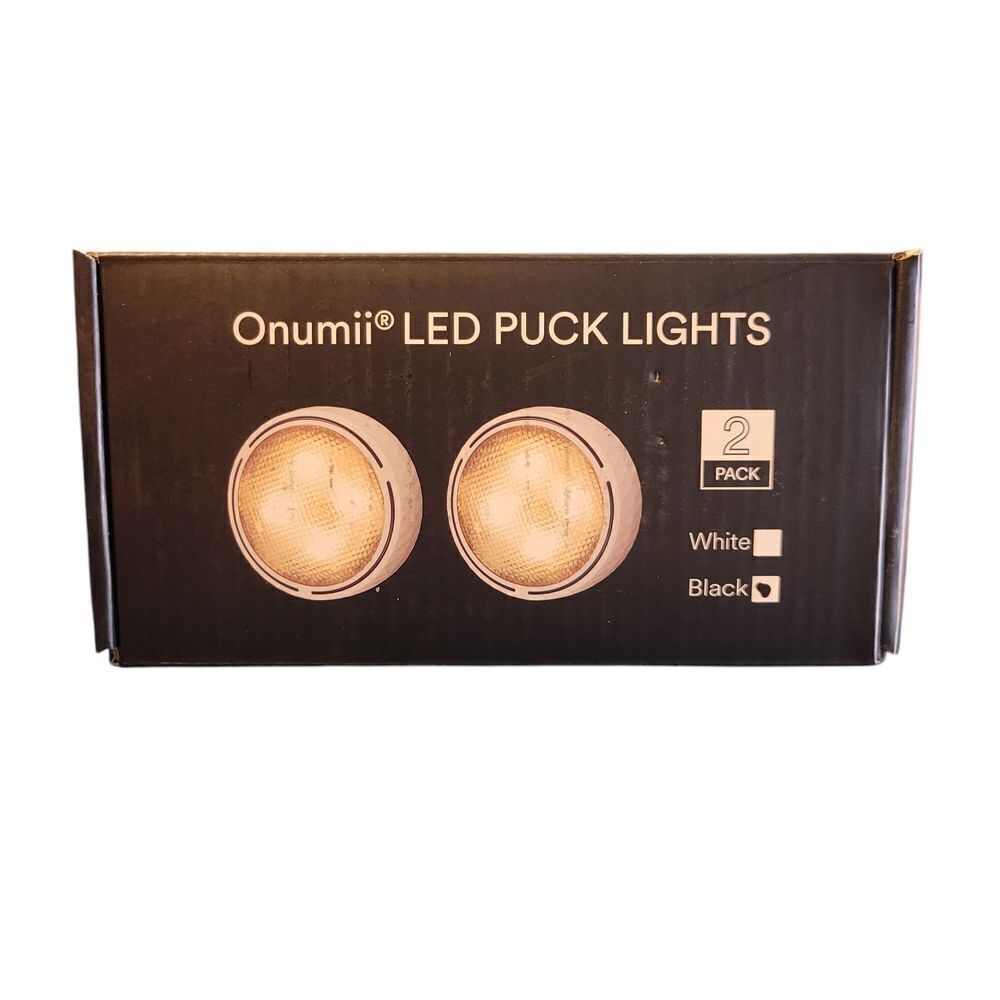 Onumii LED Puck Lights -  Black 2 Pack